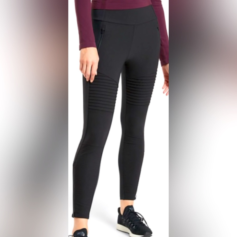Athleta Headlands Hybrid Moto Tight Black Size 6